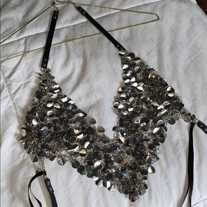 Metal chain halter top